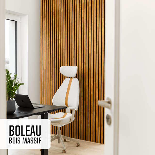 Pannelli Acustici in Legno - Legno di Betulla Massello - 2400x600mm - Stecche 35mm, Supporto in Feltro Nero