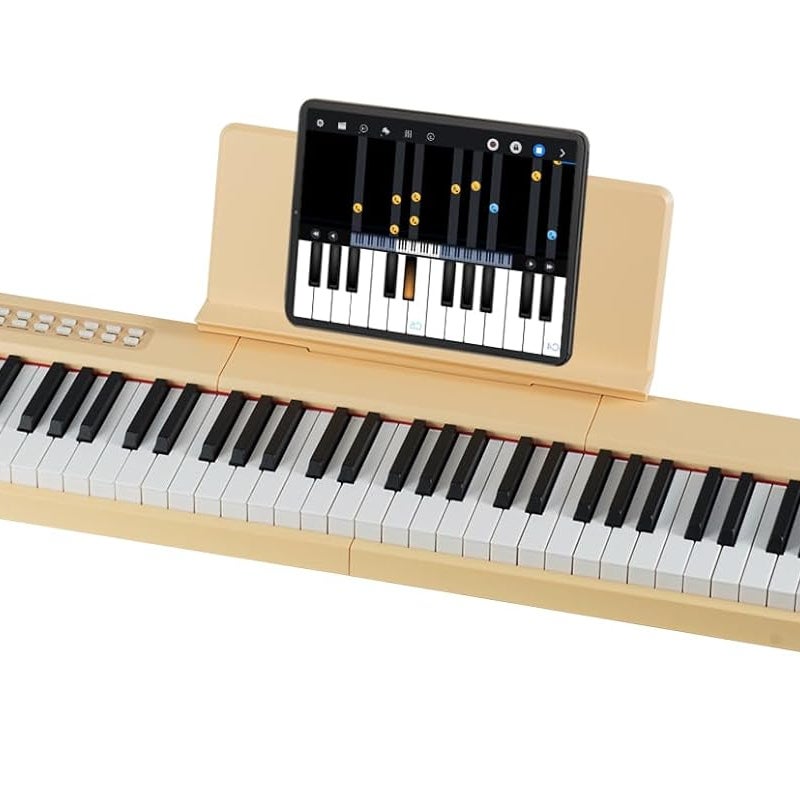 Klawiatura Numeryczna 88 Klawiszy, Przenośna Klawiatura Fortepianowa z Wieloma Źródłami Audio, MIDI, Przycisk, Pulpit (Żółta)