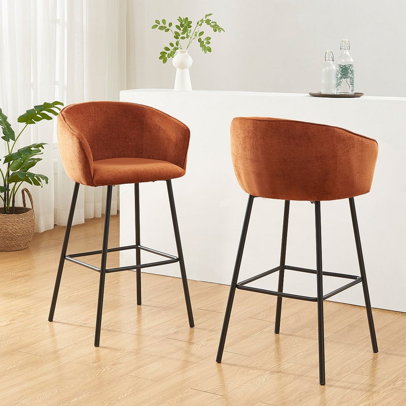 Zestaw 2 stołków barowych z tkaniny i czarnego metalu - Terakota - LAZONI Pascala Morabito