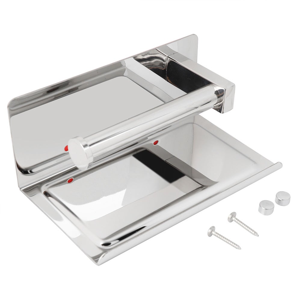 Porta Carta Igienica Con Ripiano, Porta Carta Igienica In Acciaio Inox Lucido Autoadesivo O Forabile Due Metodi Di Installazione Accessori Per Il Bagno 86981063 - Foto 9