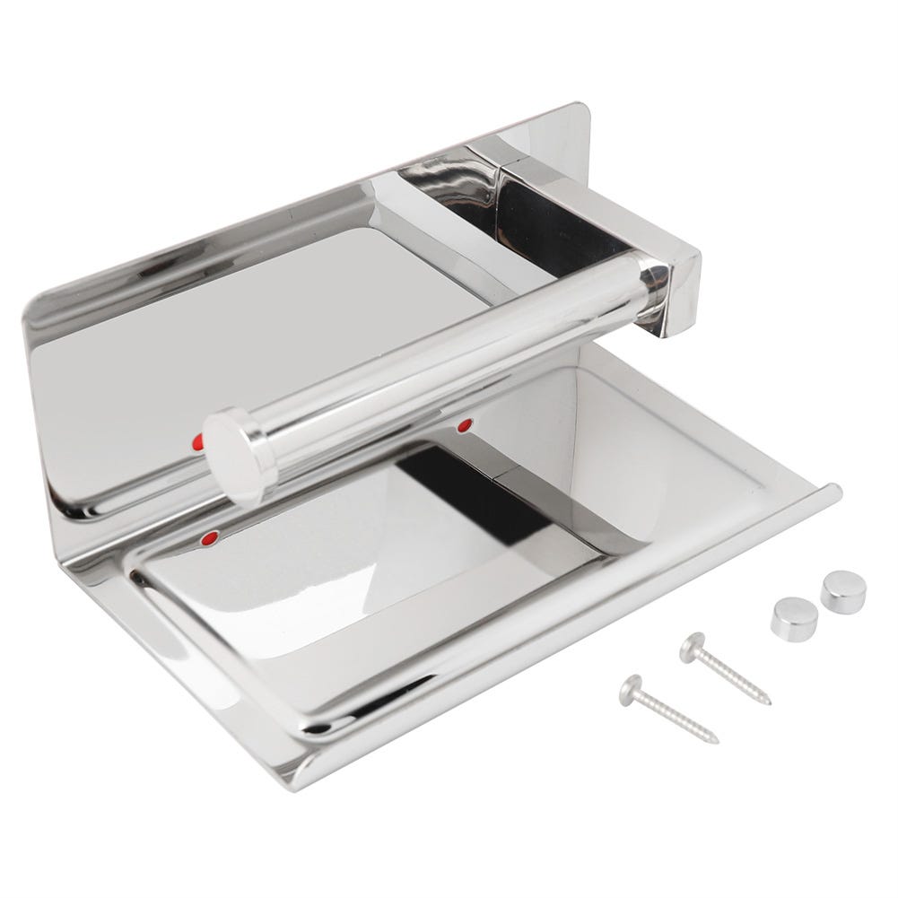 Porta Carta Igienica Con Ripiano, Porta Carta Igienica In Acciaio Inox Lucido Autoadesivo O Forabile Due Metodi Di Installazione Accessori Per Il Bagno 86981063 - Foto 9