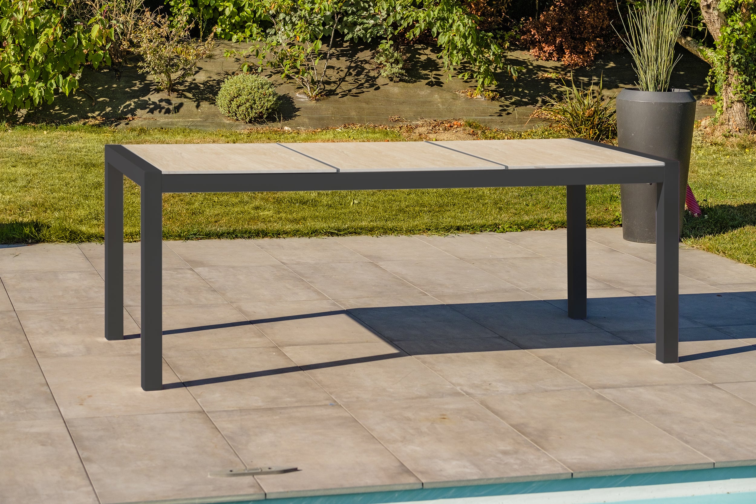 Table de jardin extensible rectangulaire en Aluminium Gris 8 places - 2