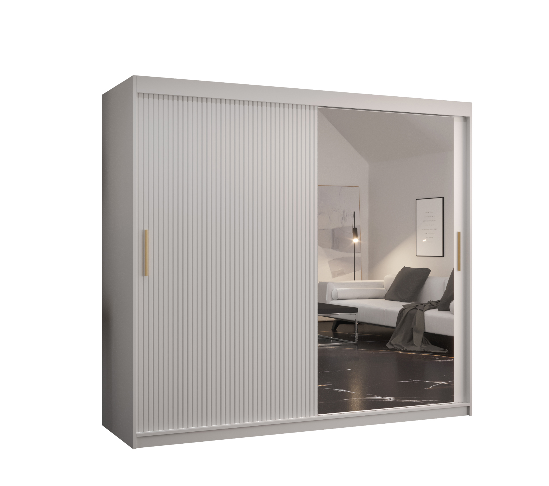 Szafa przesuwna garderoba RIFLO SLIM 2 200 x 62 x 200 cm Biały - Abiks Meble