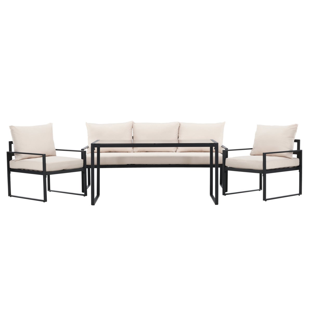 Catania zestaw wypoczynkowy 1 "stół jadalny", 1 sofa, 2 fotele czarne.