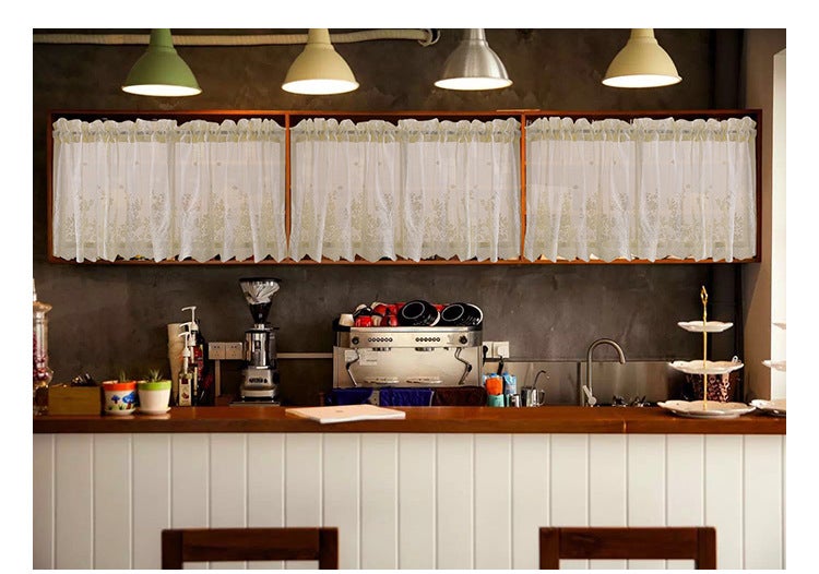 CAROMIO Tenda A Muro Corta Per Cucina 2 Pezzi - Tenda Frangibito Impermeabile Con Motivo Goffrato, 76x61 Cm, Bianco - 5
