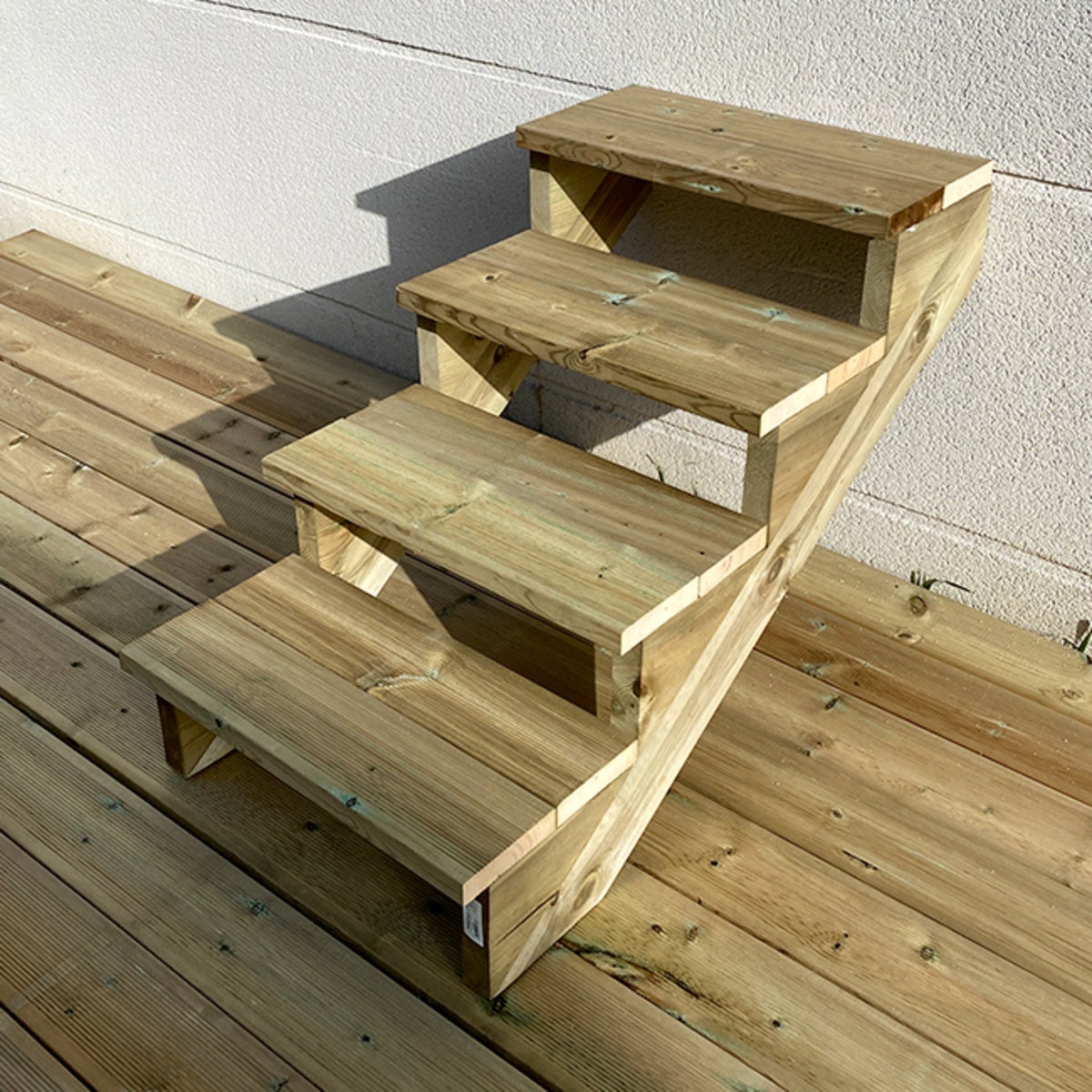 BERLIN Escalier extérieur bois 4 marches H 71cm L-60cm - sans contre marche - 2