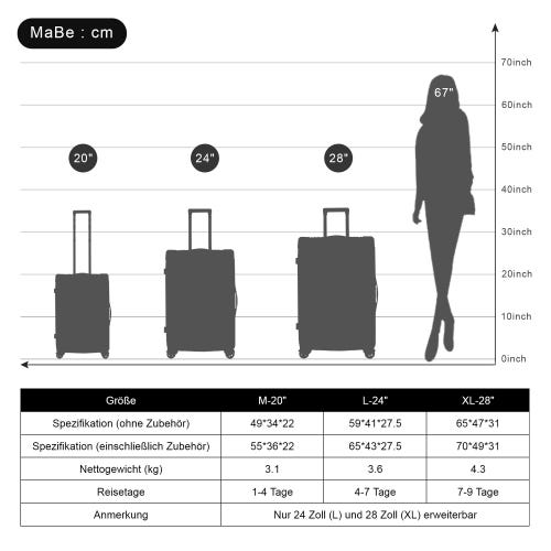 COOLIFE Valigetta rigida trolley leggera e robusta in materiale ABS, bagaglio a mano con manico telescopico con porta di ricarica USB, serratura TSA e 4 ruote, Blu notte., Großer Koffer, Nice COOLIFE Valigetta rigida trolley leggera e robusta in materiale ABS, bagaglio a mano con manico telescopico con porta di ricarica USB, serratura TSA e 4 ruote, Blu notte., Großer Koffer, Nice