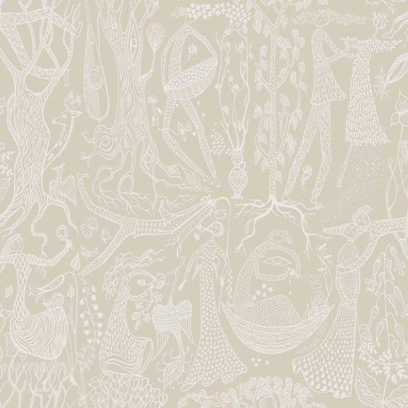Papel pintado siluetas humanas beige - 53 cm x 10.05 m - borastapeter