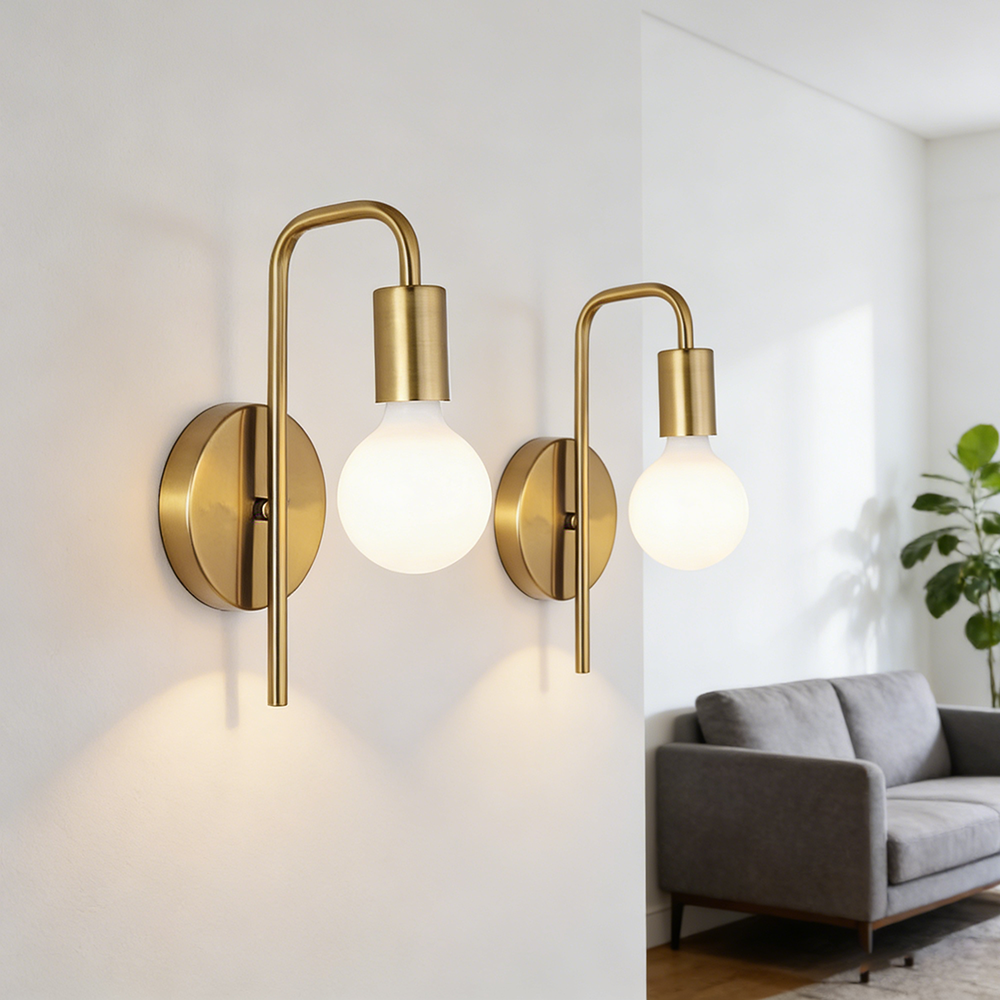 Paquete de 2 lámparas de pared industriales, lámpara de noche retro, lámpara de pared de baño de metal, lámpara de espejo (sin bombilla) - 5