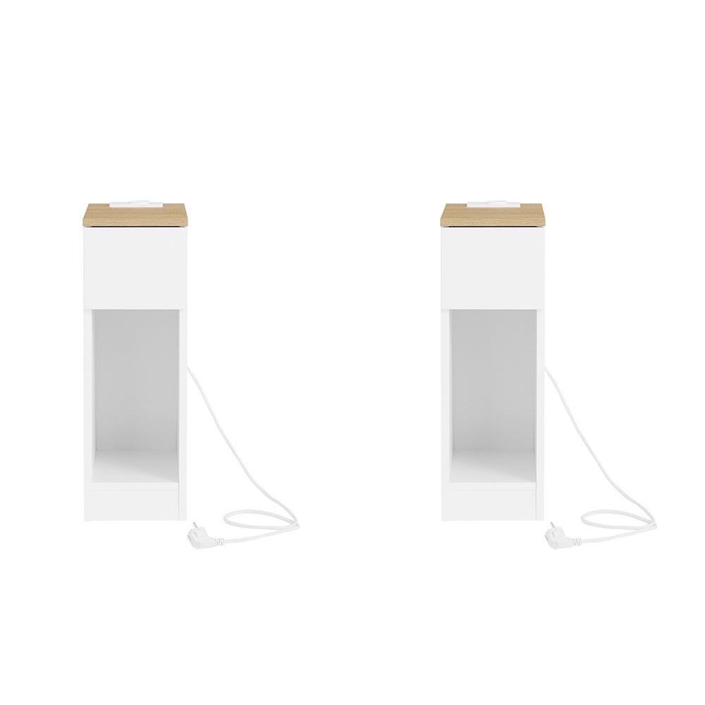 SoBuy Szafka nocna z 1 szufladą Biały 35x20x60cm Minimalistyczny FBT111-E-NWx2
