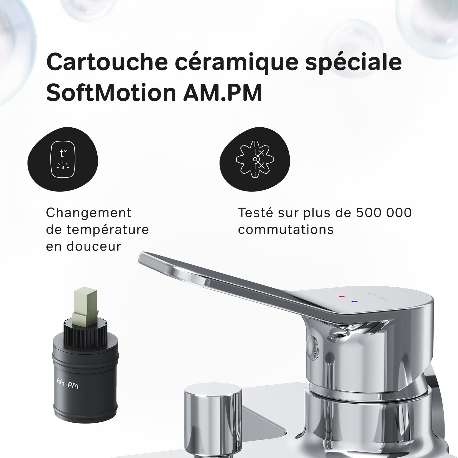 Mitigeur de baignoire mécanique Robinet salle de bain, mitigeur de bain, Chromé, X-Joy FXA10000 AM.PM - 4