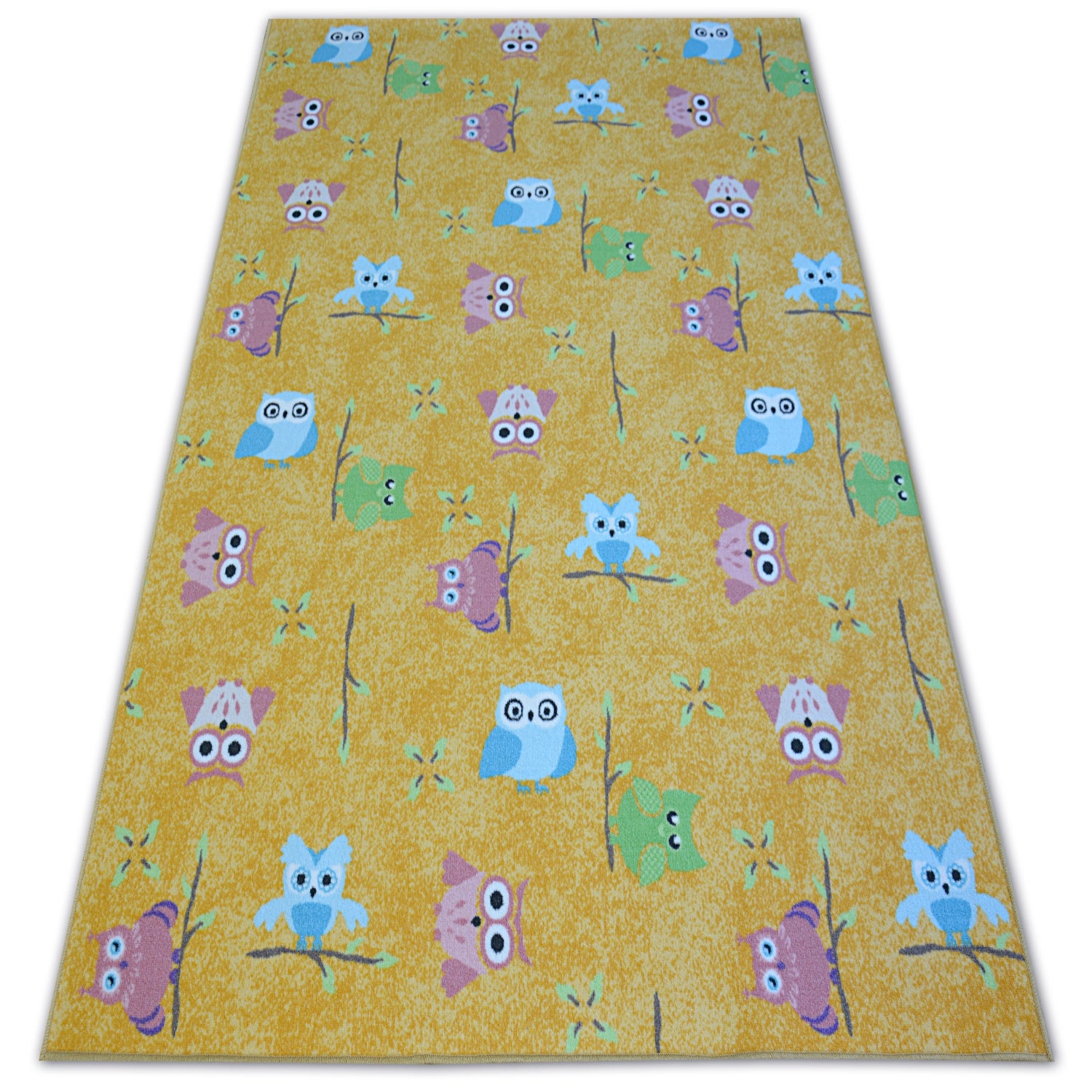 Dywan dla dzieci OWLS żółty SOWY SÓWKI 100x300 cm