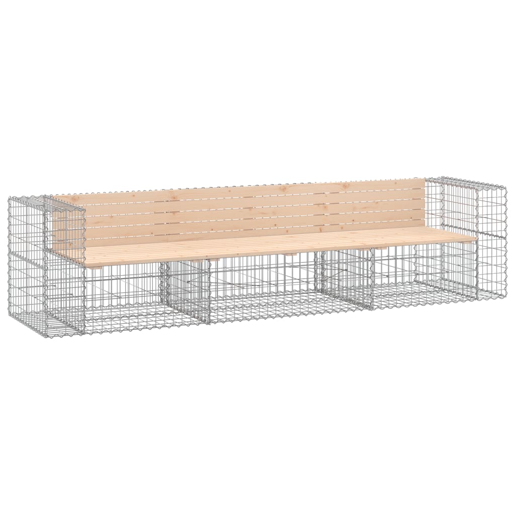 Banc de jardin design gabion 287x71x65,5 cm bois massif de pin vidaXL - 2