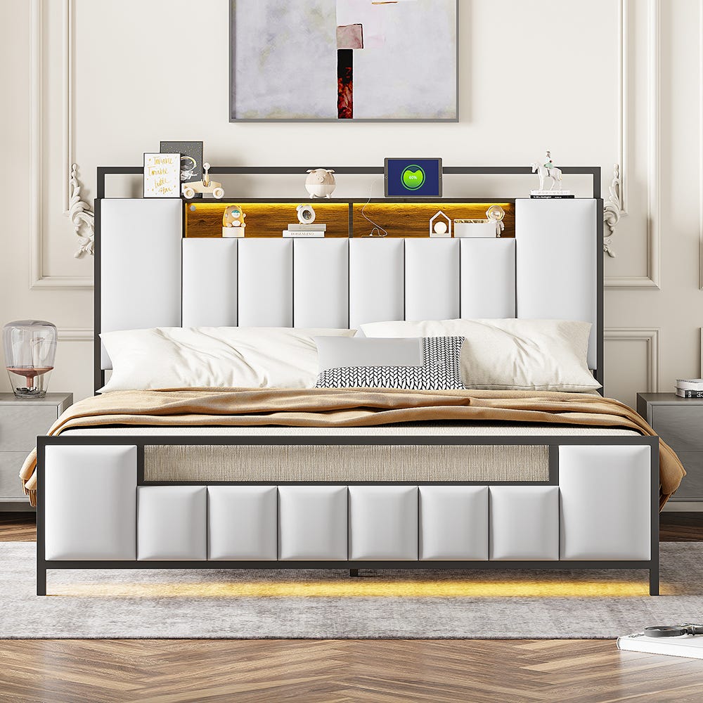 Lit Adulte Lit Double 160x200 Cm Avec Lumi re LED Cadre De Lit En Fer Lit Adulte Lit Double 160x200 Cm Avec Lumi re LED Cadre De Lit En Fer