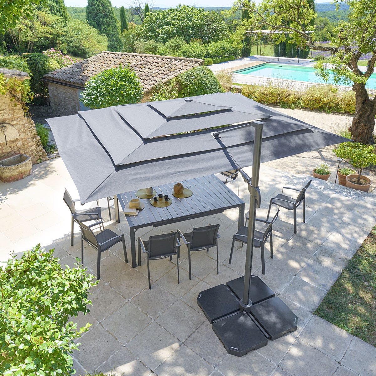 Parasol D port Rectangulaire Multi toile Melhia Anthracite 4 X 3m Parasol D port Rectangulaire Multi toile Melhia Anthracite 4 X 3m