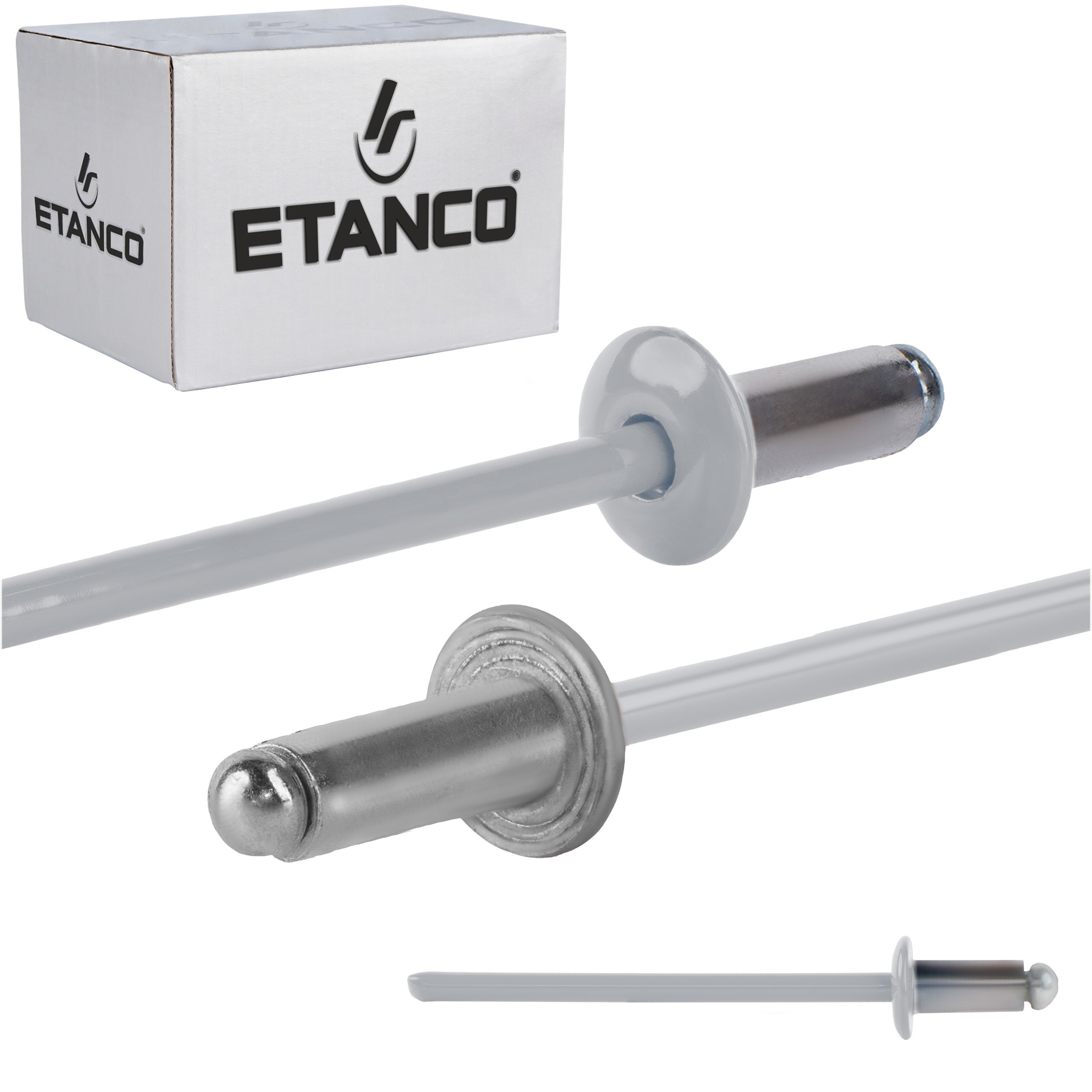 Nity otwarte aluminiowe Etanco Lakierowane RAL 9006 3,2x6 mm 500szt