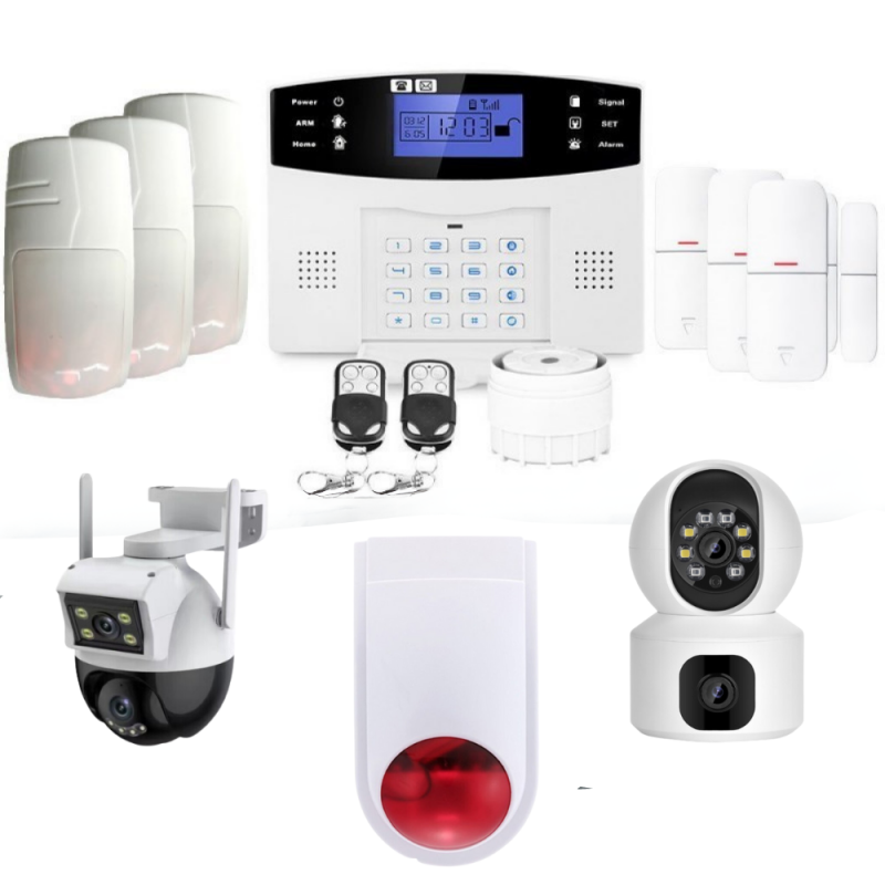 Alarme maison connectée sans fil gsm 4G avec caméra double objectif — free download