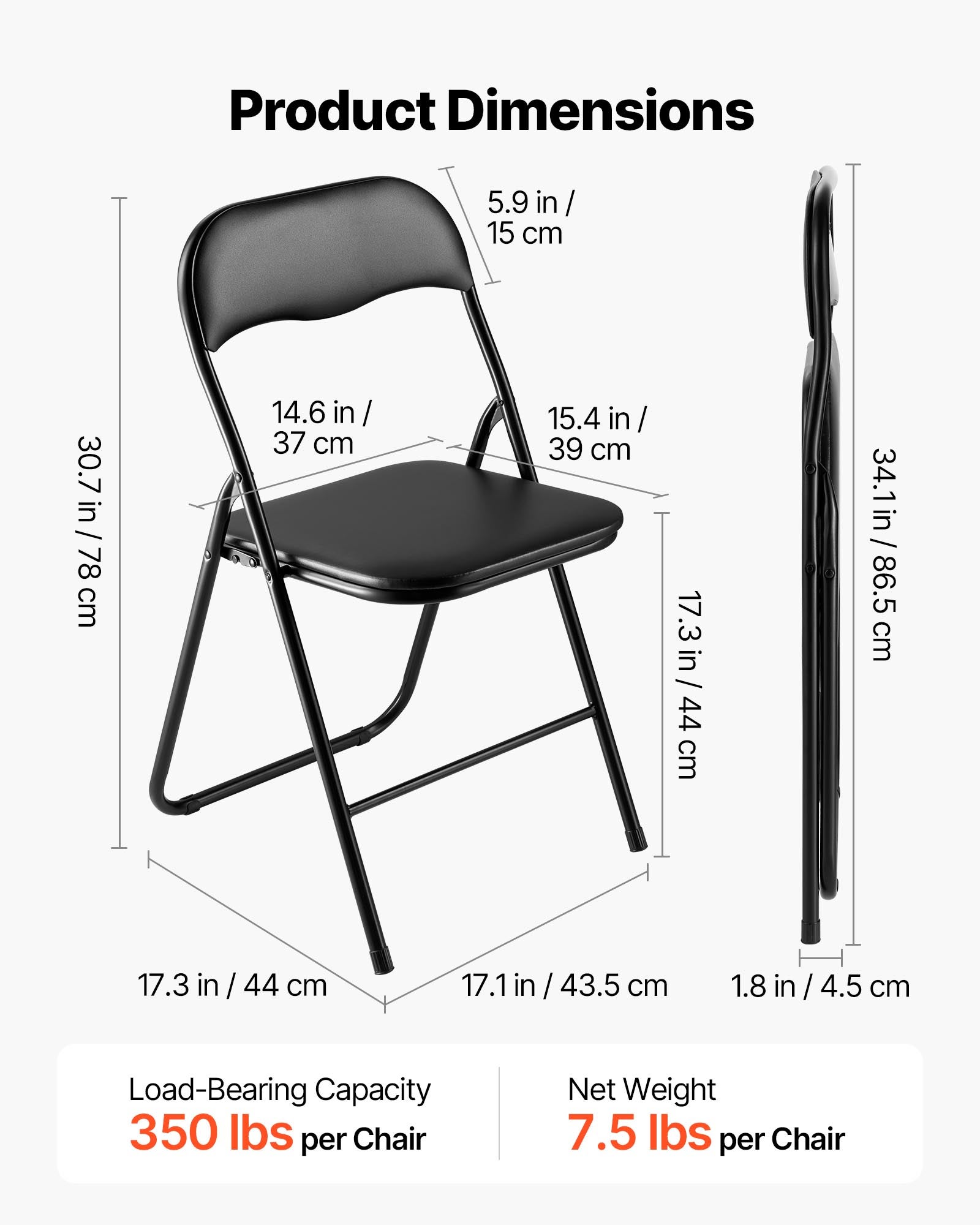 Lot De 6 Chaises Pliantes En Cuir PVC - Cadre Métal, Coussin Rembourré - Capacité 158 Kg Par Chaise - Pour Intérieur/extérieur, Fêtes