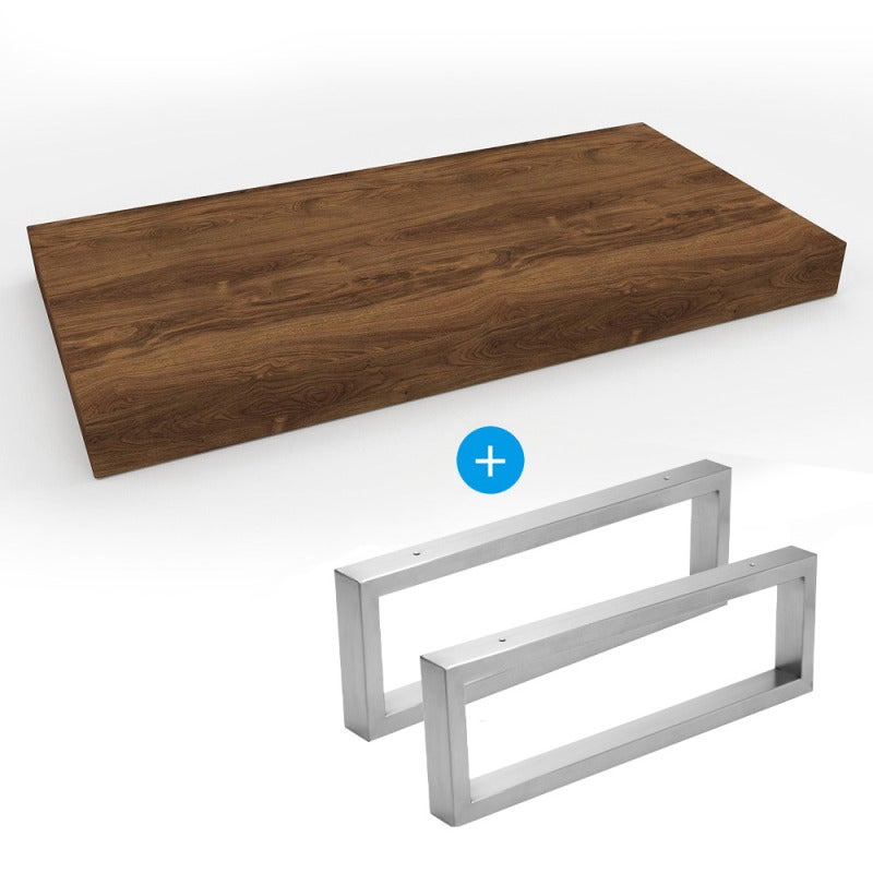 Mensola Arrotondata In Legno Massello In Tono Rovere Scuro 180x3,2x19,65cm - BLOOM