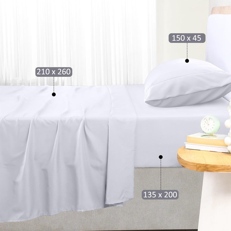 Juego de Sábanas 100% Algodón | 3 Piezas | Bajera Ajustable 30 CM | Funda Almohada Boca Abierta | Hipoalergénico, Absorbe Humedad | Blanco Cama 135 - 4