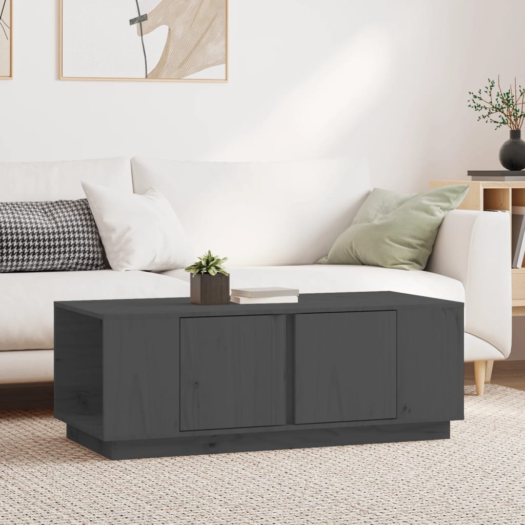 Stolik kawowy, szary, 110x50x40 cm, lite drewno sosnowe vidaXL