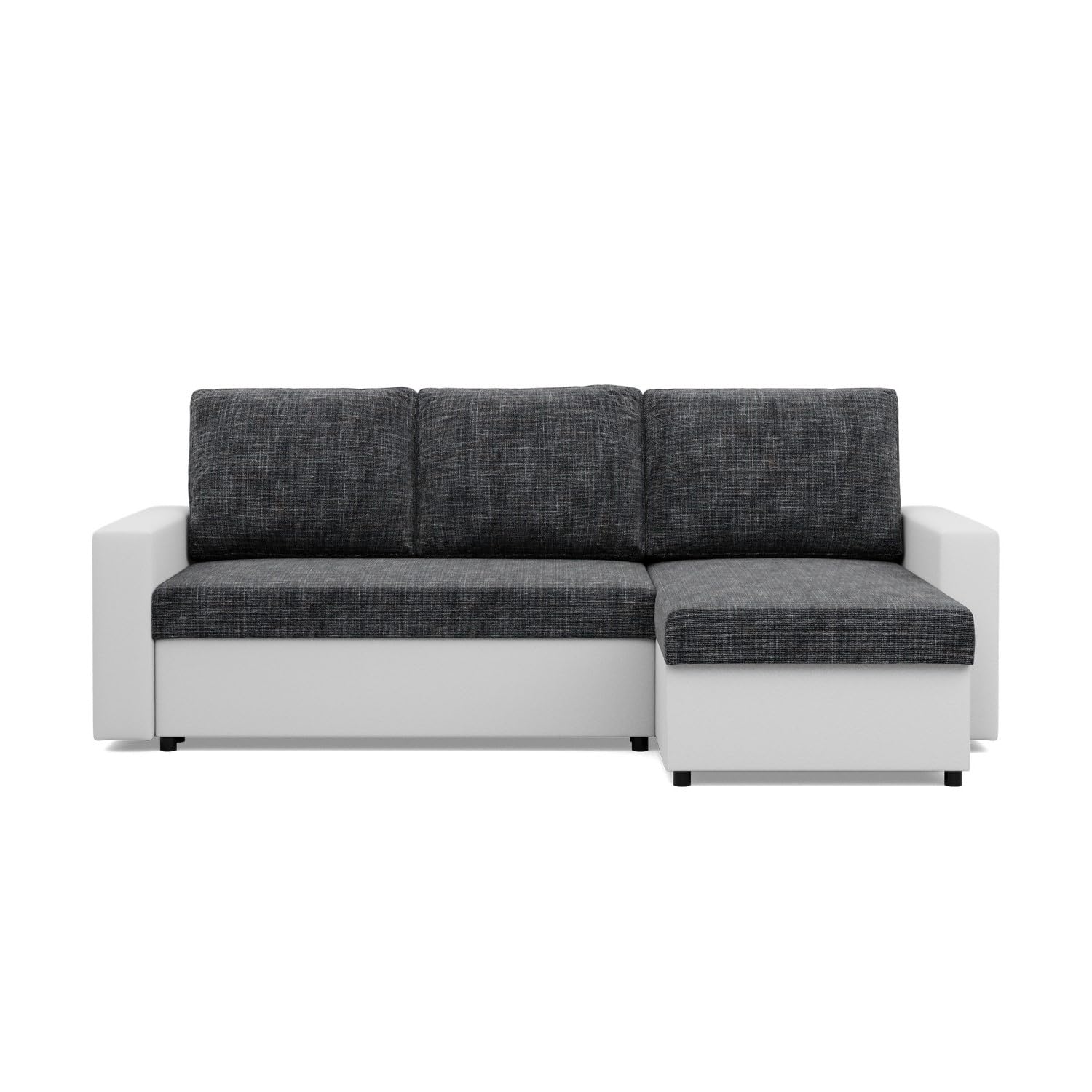 MEBLIGO | Canapé d'angle avec fonction couchage | Site universel | Luna | Noir + Gris - 4