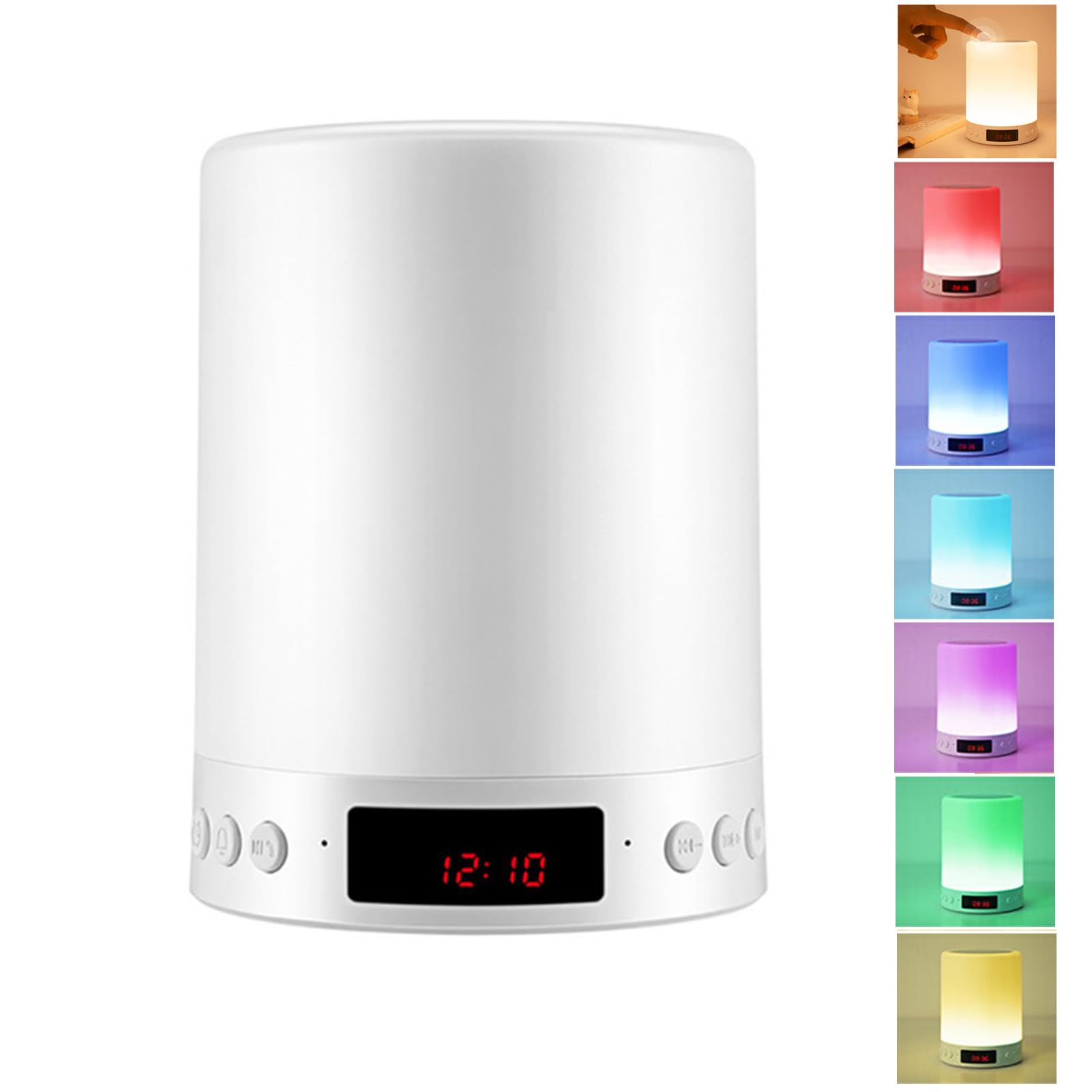 Dotykowa lampka nocna LED, lampka nocna RGB ze zmiennymi kolorami, głośnik Bluetooth z cyfrowym budzikiem, idealna do sypialni i na kemping.