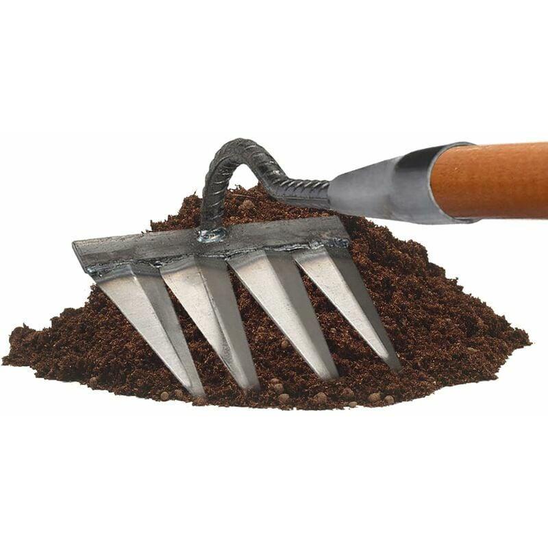 Grabie ogrodowe, grabie do pielenia, grabie do wertykulacji, metalowe grabie z ciężkimi zębami, grabie z 4 zębami - 3