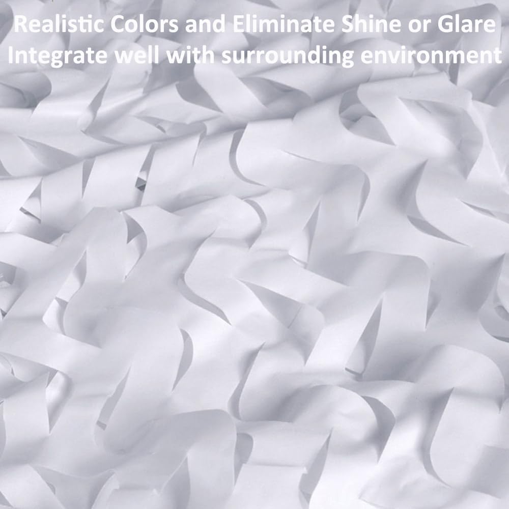 Filet de camouflage militaire 4 x 6M - Filet de Ombrage Blanc Militaire - protection solaire - Voile d'ombrage pour la chasse, le camping, les forêts - 2