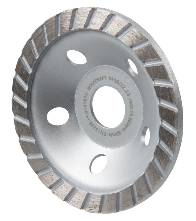 Meule boisseau diamantée WOLFCRAFT pour meuleuse d'angle Ø 125 x 22,2