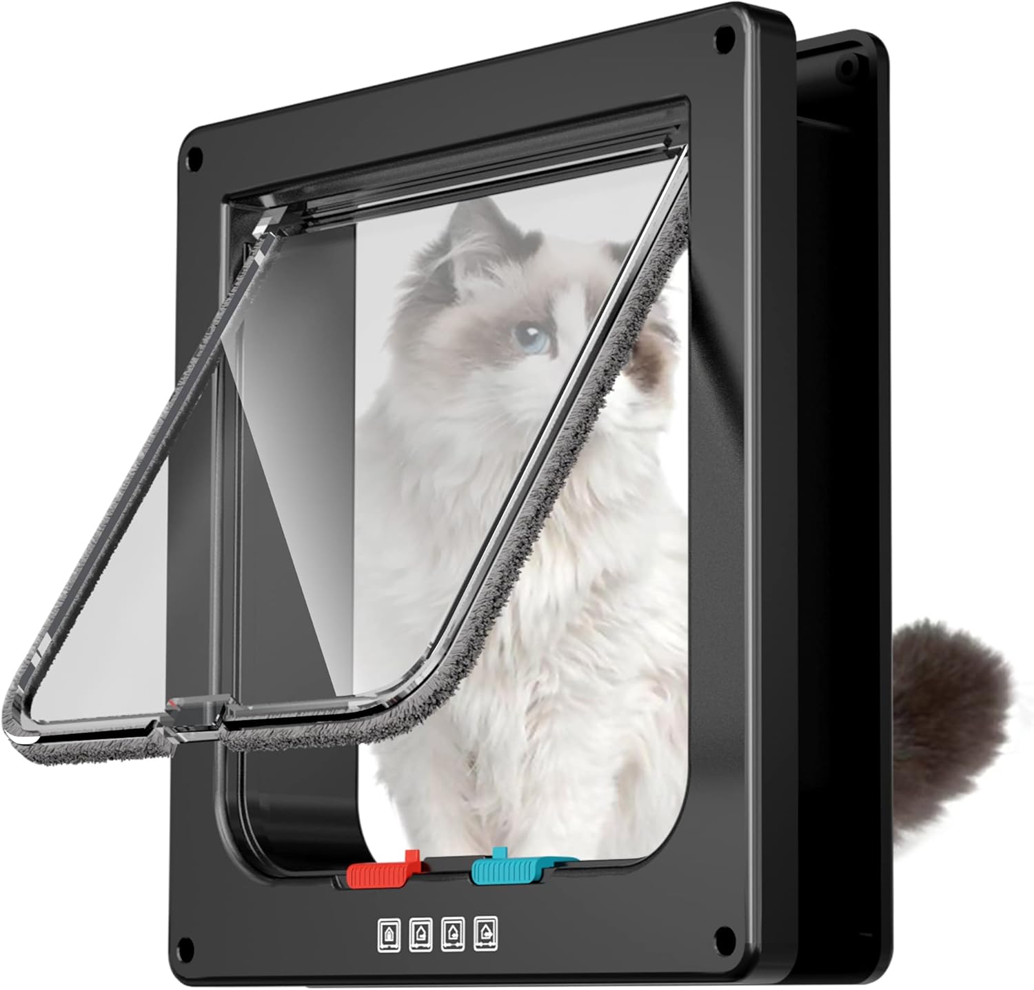 Porta grande para gatos, porta interna, porta para animais de estimação, porta externa para gatos, adequada para janelas e paredes (preta, G) - 5