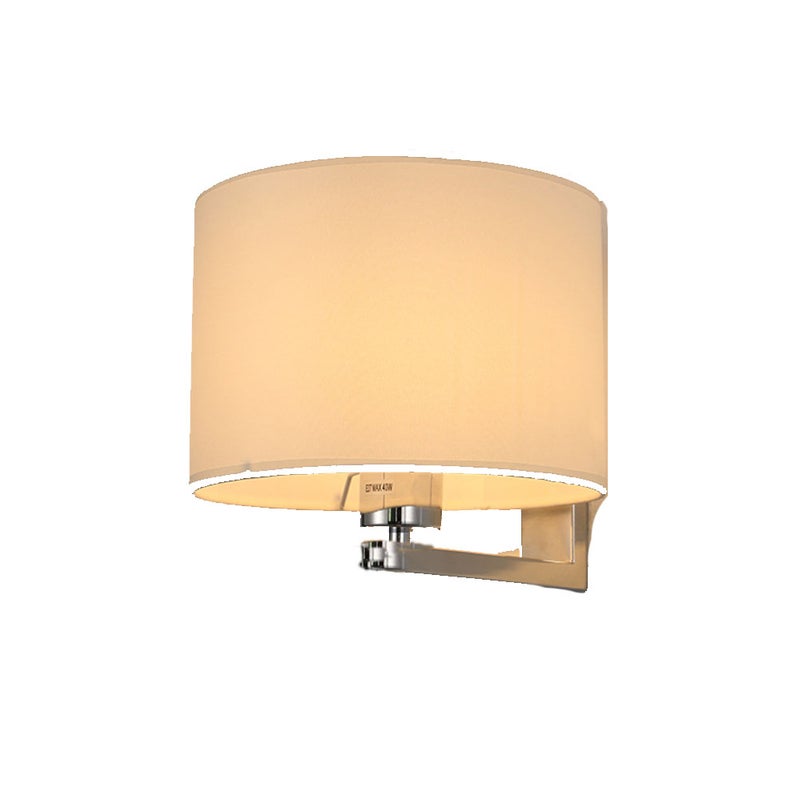 Regulowany kierunek, kinkiet hotelowy, prosty nowoczesny kinkiet, chromowany + biały klosz (bez żarówki E27)