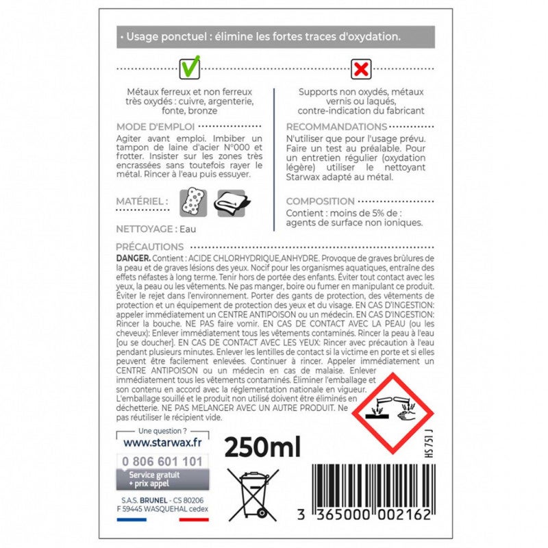 Désoxydant pour métaux 250ml STARWAX - 2
