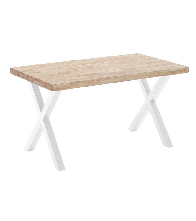 Mesa de comedor DAREK de 140 cm, estilo industrial patas metal color Blanco