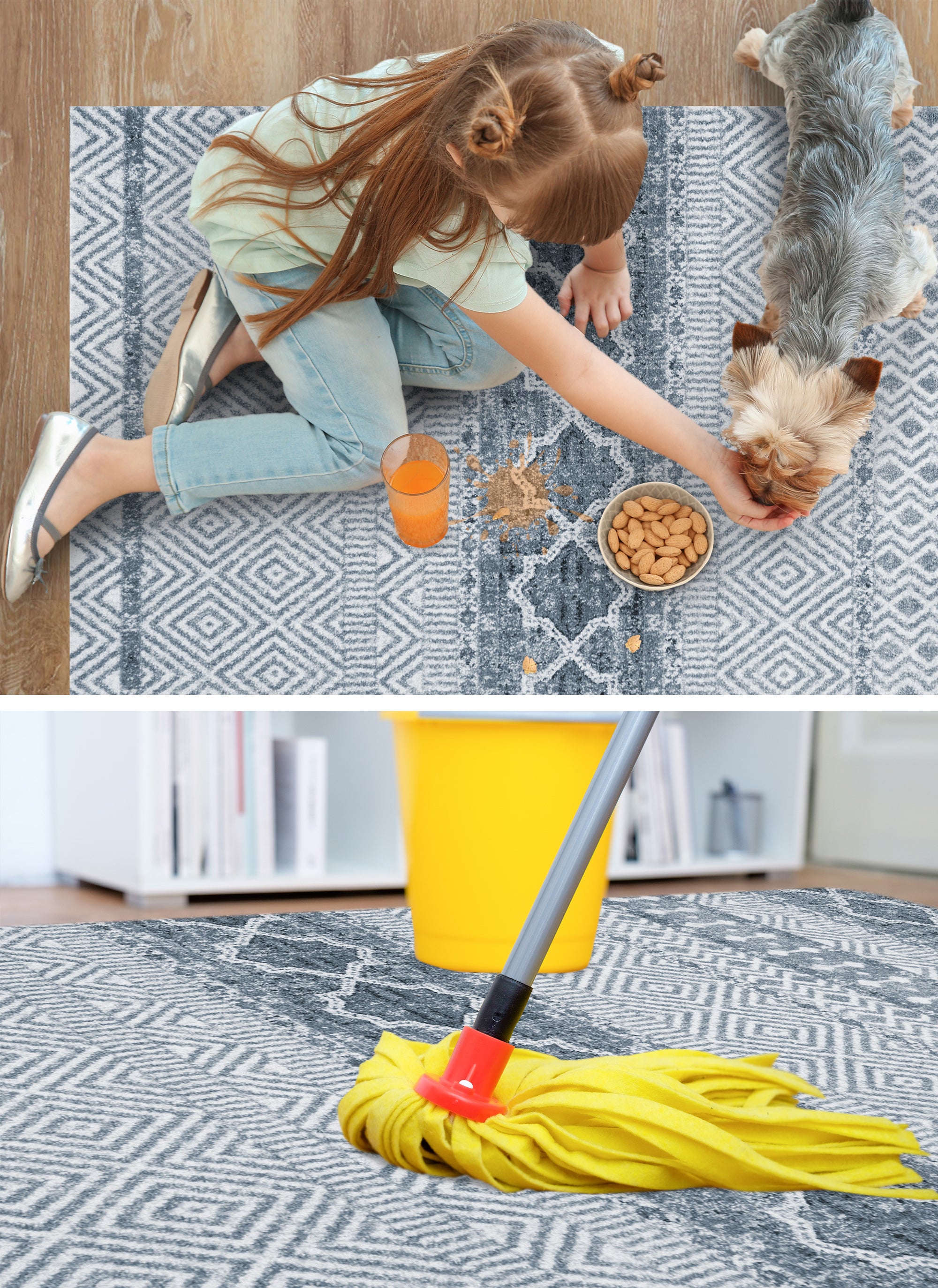 Tapis antidérapant en vinyle, Marrakech azul 70x100 cm - PVC imprimé, lavable, ignifuge, pour le salon et la cuisine - 4