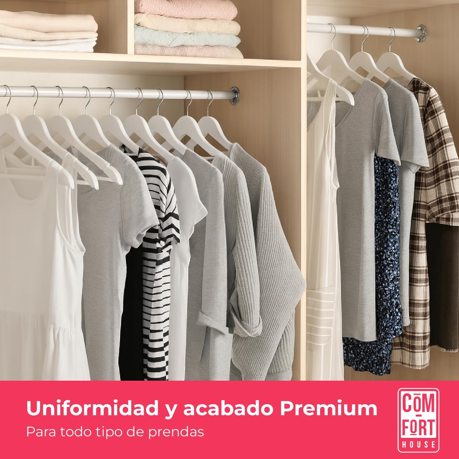 Lot de 40 Cintres en Bois Massif Blanc avec Crochet Pivotant à 360° et Encoches Antidérapante - 4