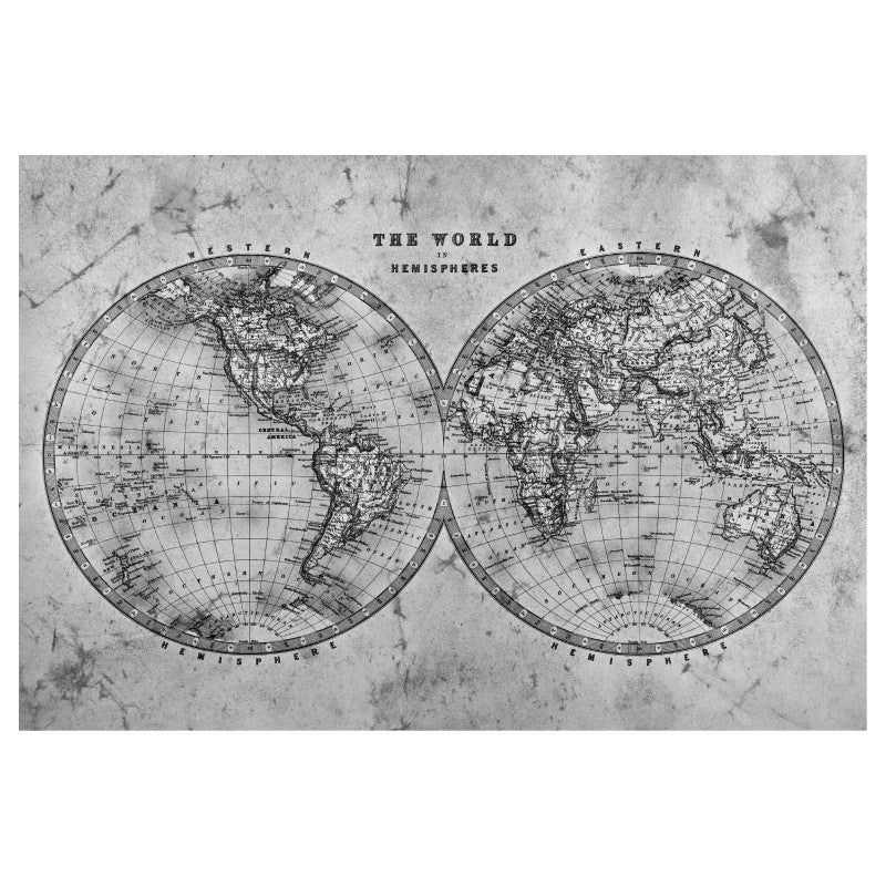 Tableau toile en kit THE WORLD IN HEMISPHERES NB 140 x 95 cm - Toile textile sans PVC, Made in France par Scenolia - 2