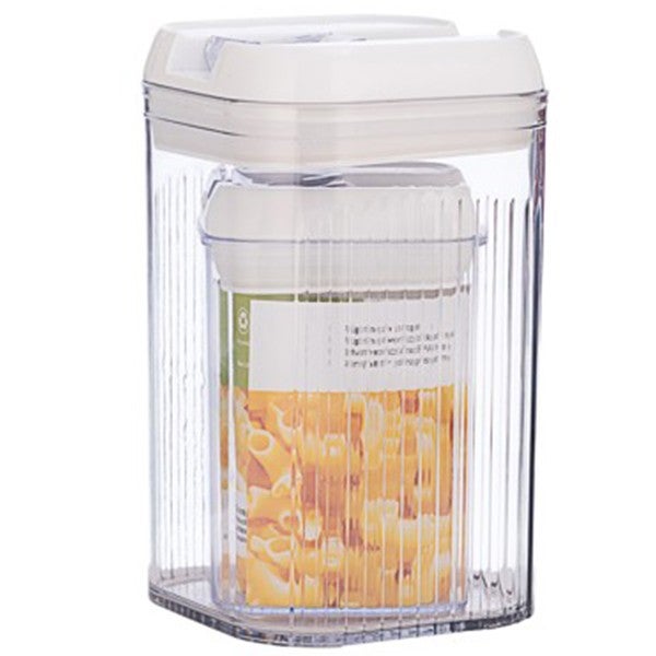Set 2 cutii depozitare alimente Flippy, transparente, cu capac alb 2buc