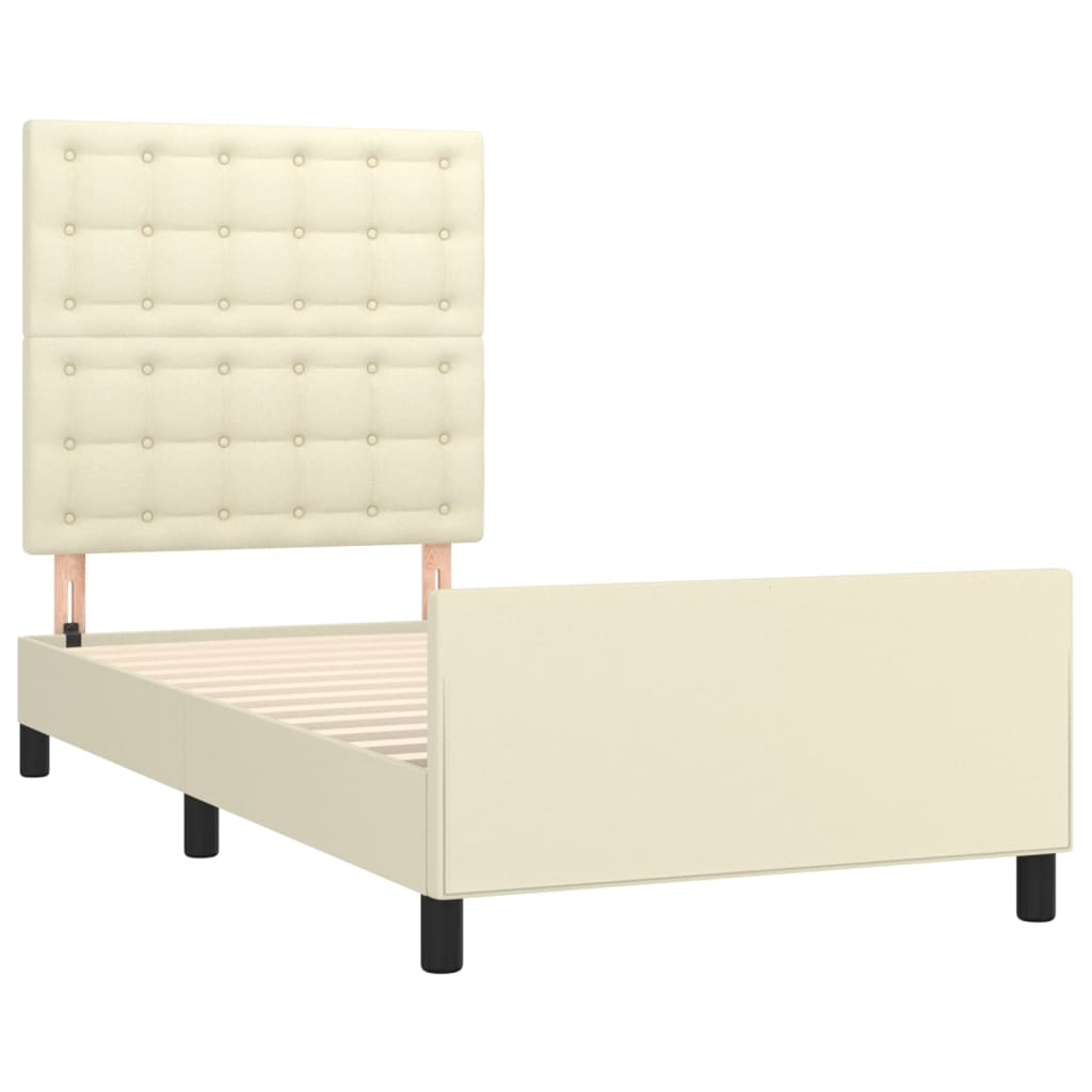 Cadre de lit sans matelas en similicuir crème, pour la chambre, 100 × 200 cm - 4