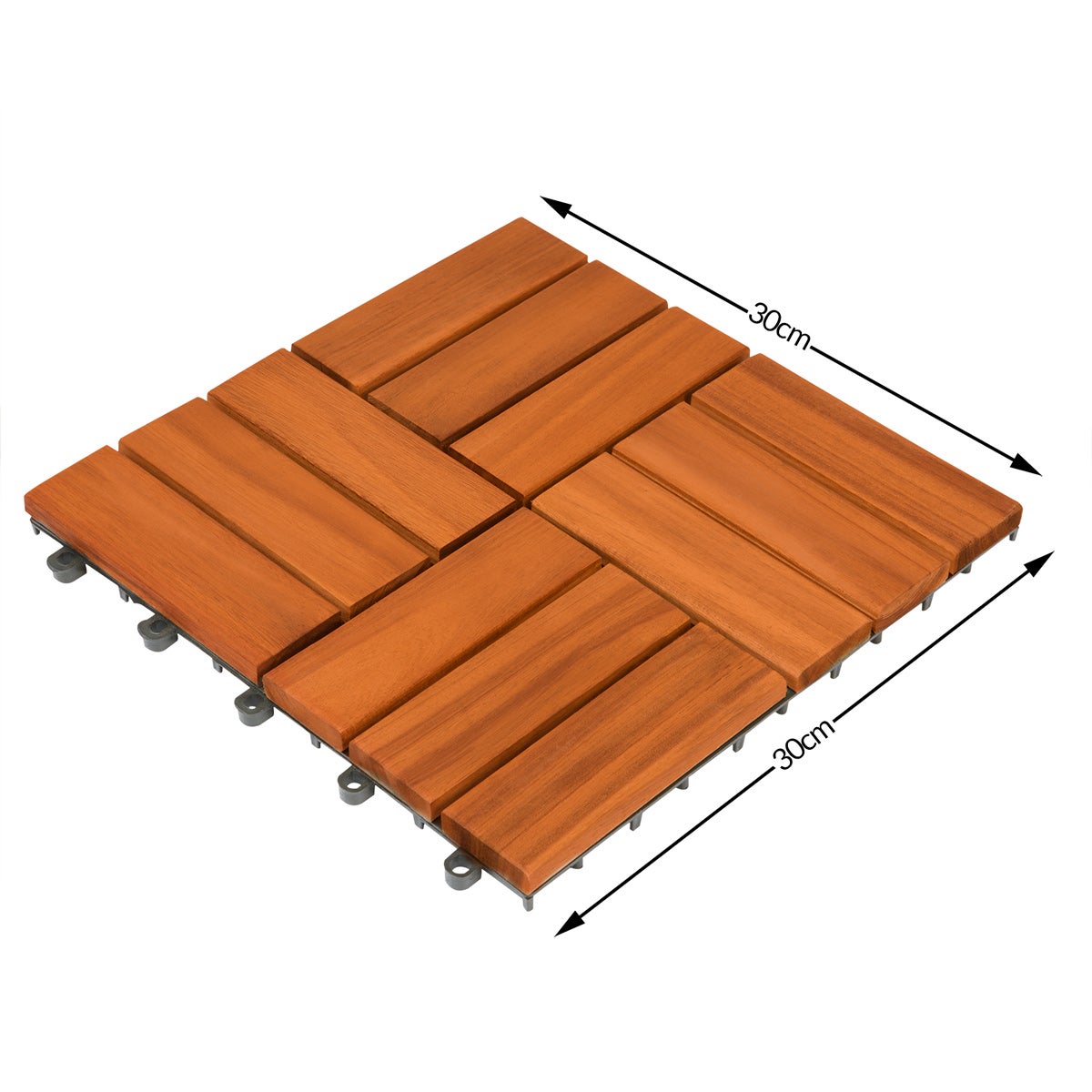 11x Dalles de terrasse en bois d'acacia 1m² Dalle clipsable 30x30cm Revêtement de sol extérieur terrasse jardin - 4