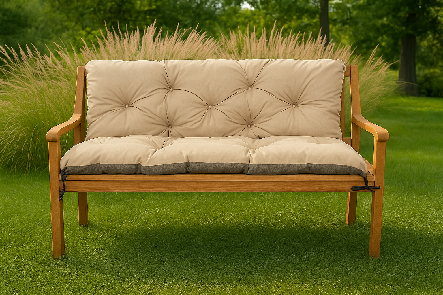 Cojín de banco 120x50x50cm, cojín de jardín para columpio Beige, cojín de jardín, cojín de paleta, cojín de jardín para banco de exterior - 3