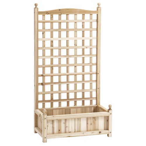 Giantex Jardinière Treillis Bois Sapin - Bac à Fleurs Avec Support Plantes Grimpantes 64 X 28 X 75 Cm