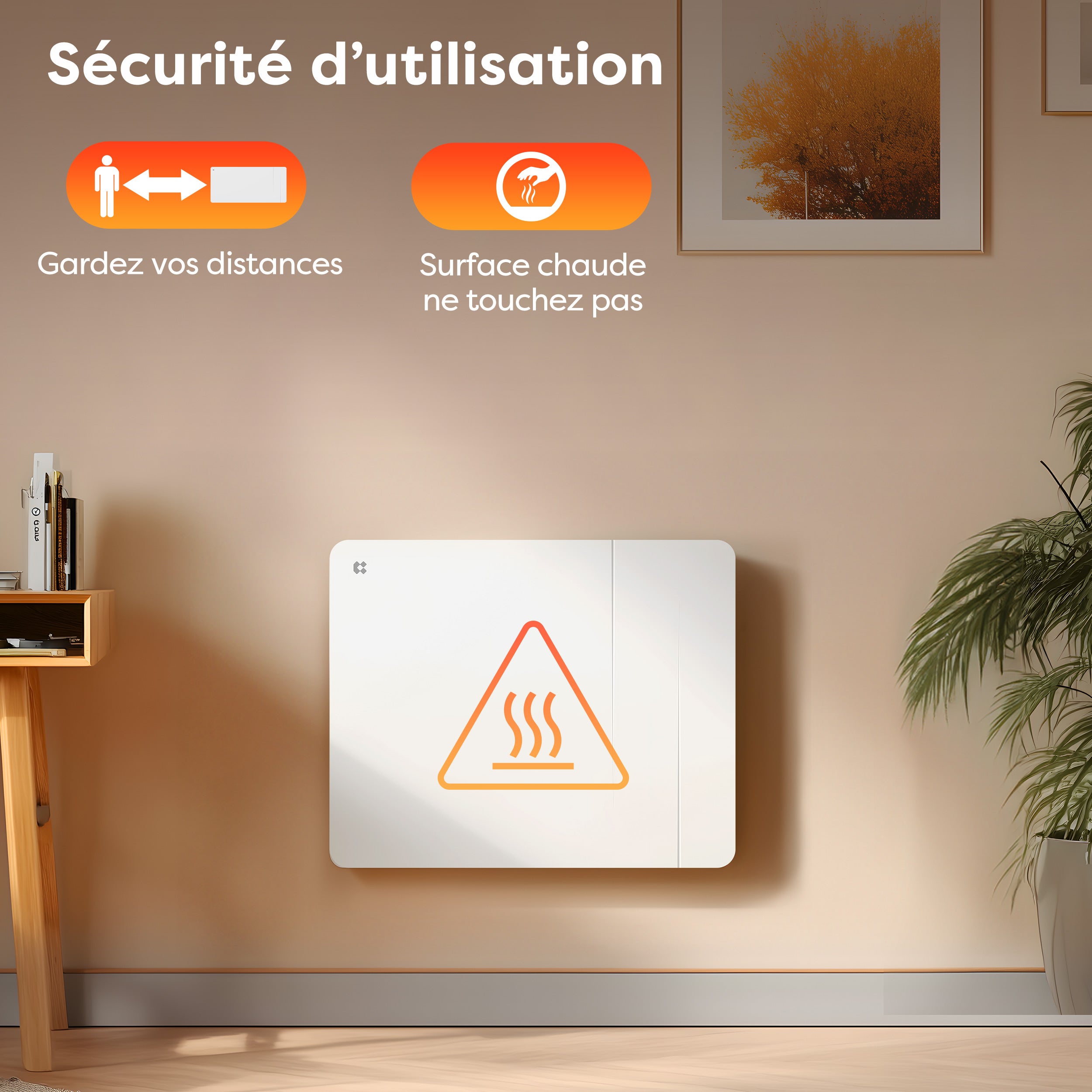 CIARRA Radiateur connecté à inertie sèche céramique 1000W Double coeur de chauffe Programmable 5 Modes Silencieux Blanc mat CDHTD10A-W - 8