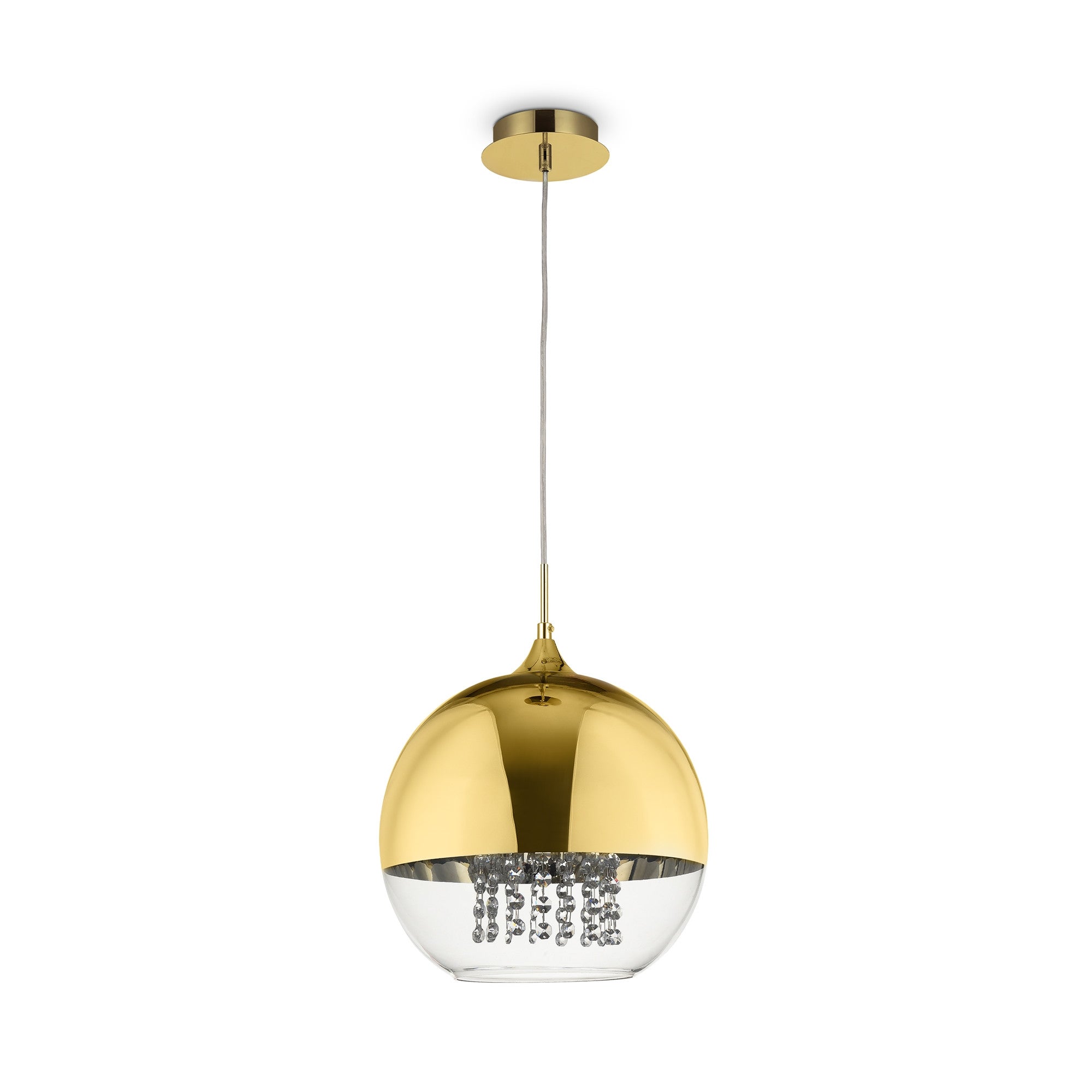 Lampa wisząca Fermi mosiężno-złota 1xE27x60W kryształowa wym: 105 x 30 x 30 cm szkło Maytoni