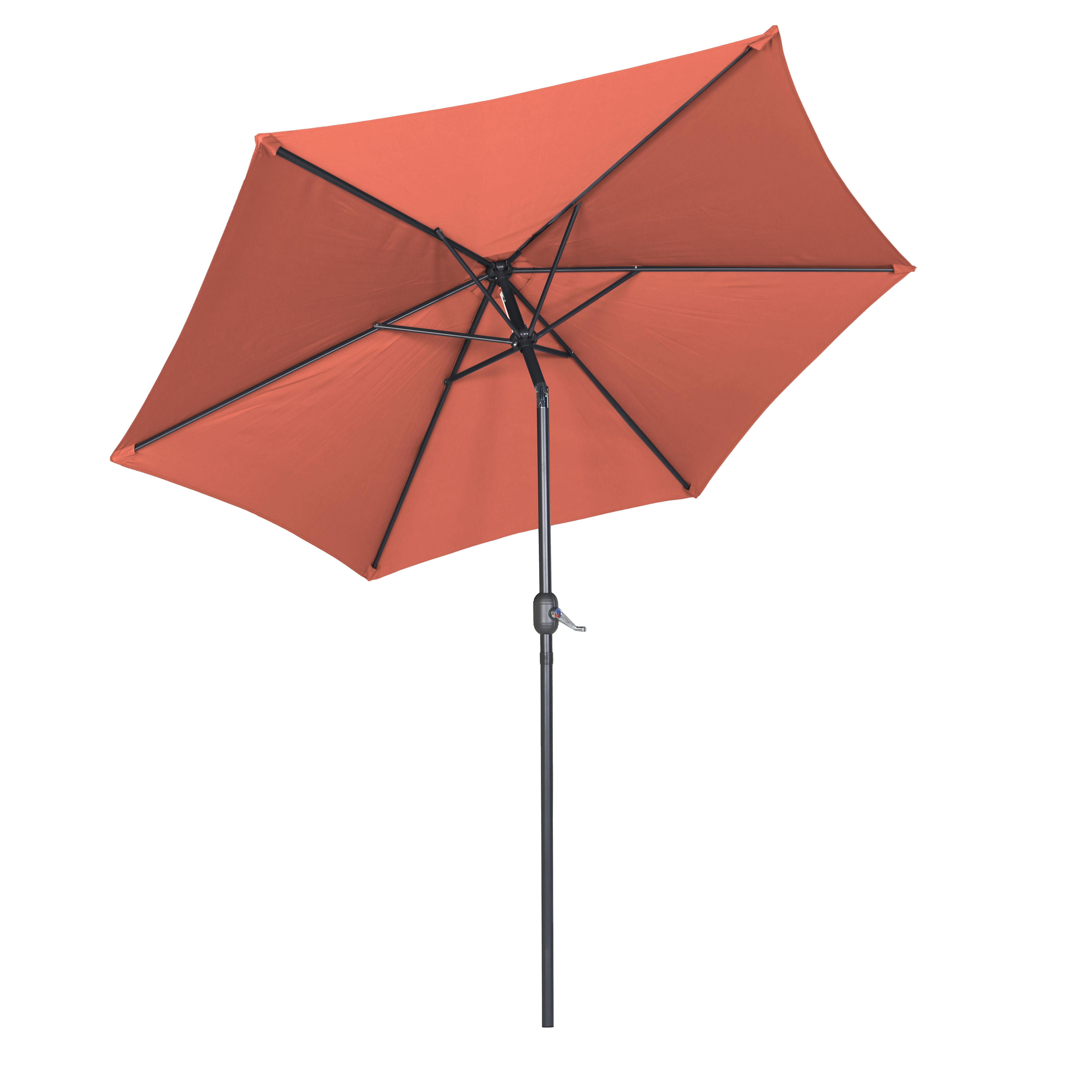 Parasol droit inclinable 3m et 4 dalles lestées aluminium terracotta - 4