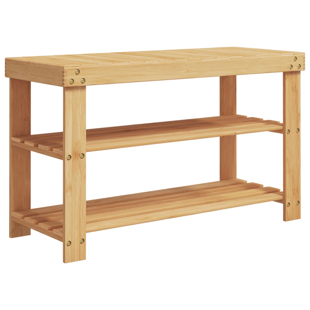 Étagère à Chaussures En Bambou 3 Niveaux - Range 9 Paires, Dimensions 75.5x33x50 Cm, Marque Relaxdays