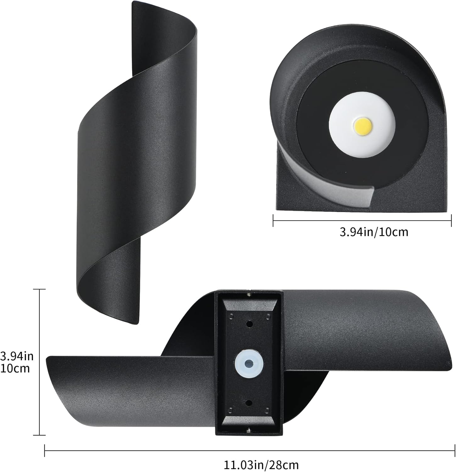 Zewnętrzna lampa ścienna LED 12 W, ciepłe światło 3000 K, spiralny kształt, wodoodporność IP65, kolor biały - 3