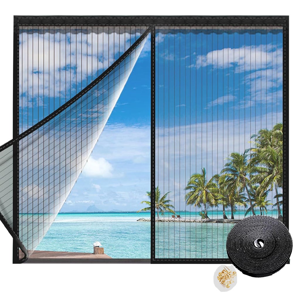 Magnetyczna moskitiera okienna, moskitiera okienna, łatwa instalacja, regulowana moskitiera okienna, moskitiery na okna i drzwi 100 x 120 cm