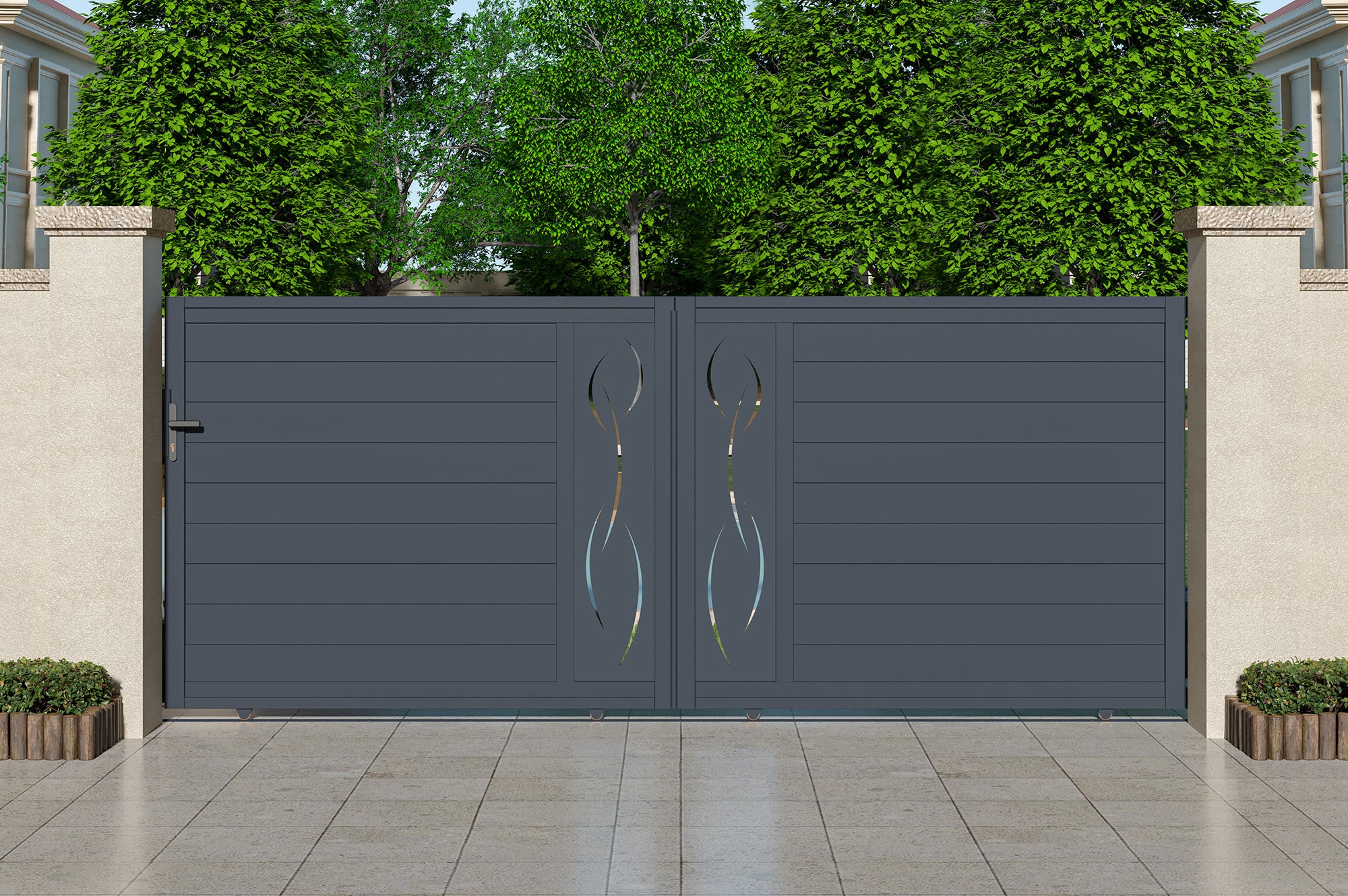 Brama przesuwna 3m LIFE wys. 180cm szare aluminium