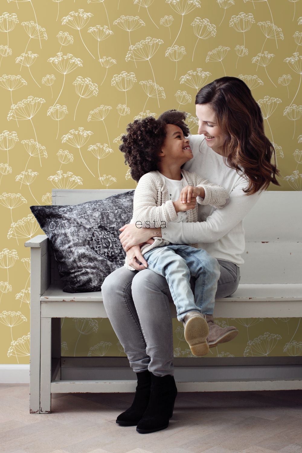 Papier peint ombelles jaune ocre et blanc - 53 cm x 10.05 m - ESTAhome - 3